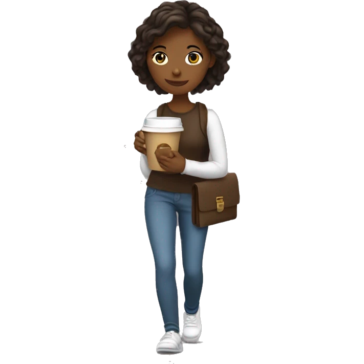 Girl with coffee and book walking somewhere  emoji