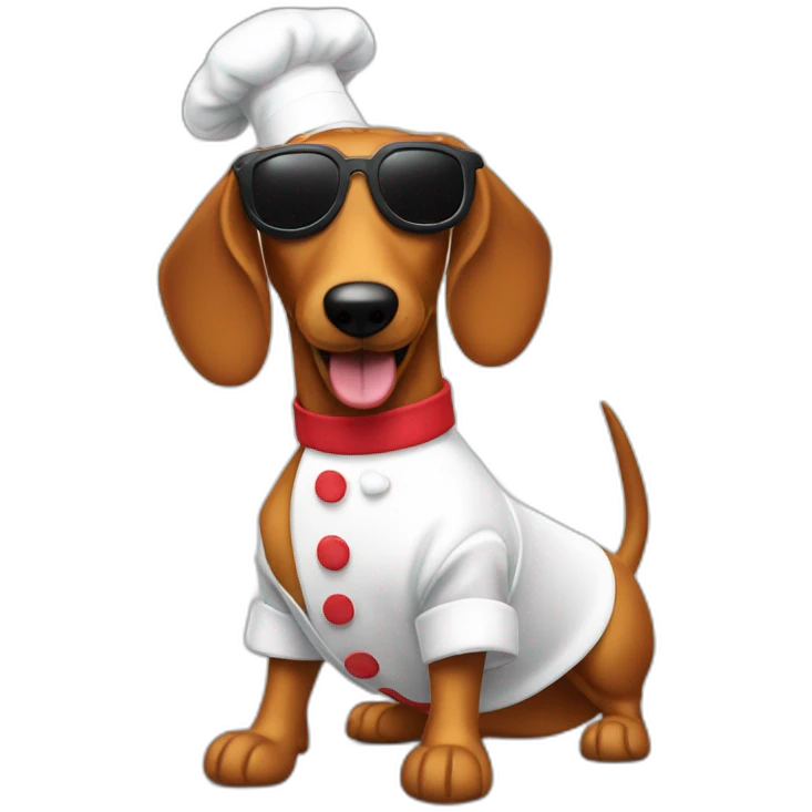 wiener dog chef hat sunglasses and a bone emoji
