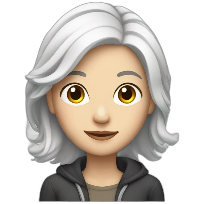 white woman with white hair leaning on her left knee  emoji