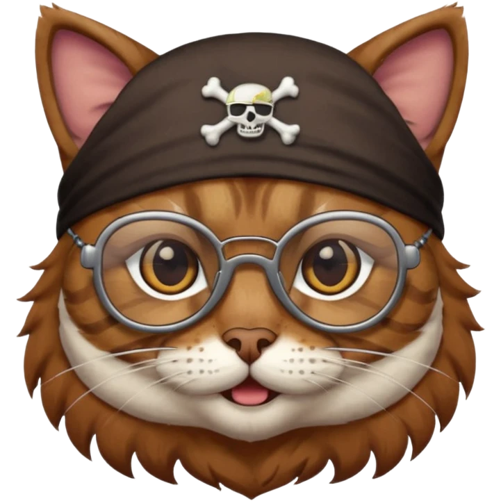 pirate cat with glasses emoji