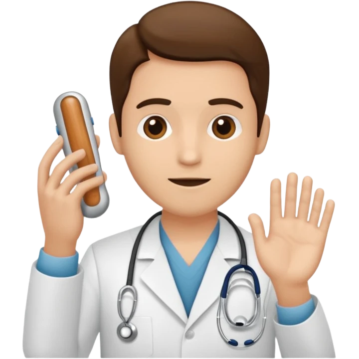 Radiografía de mano sostenida por un médico sin estetoscopio bata blanca  piel clara cabello café obscuro hombre emoji