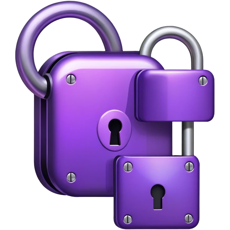 Holographic and glassmorphic dark purple lock emoji