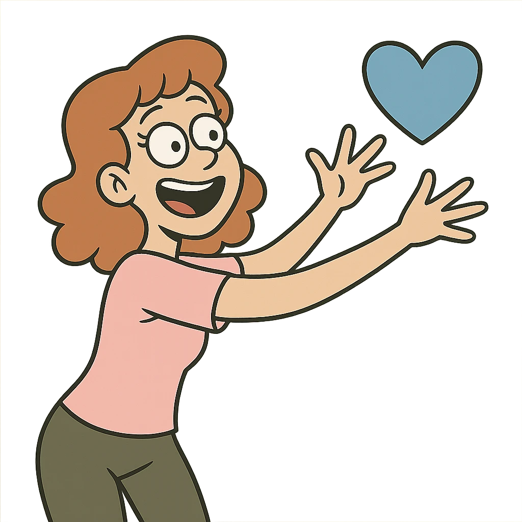 blue heart, cartoon style, playful and bright emoji