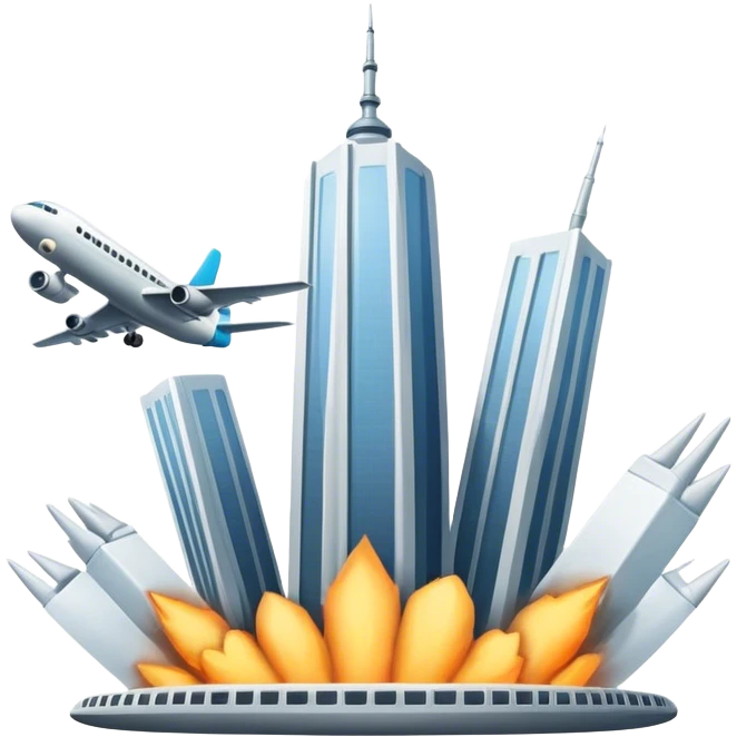 Airplane hitting 2 towers emoji
