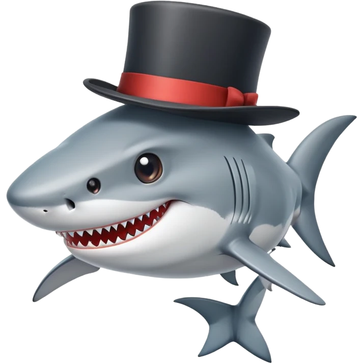 Shark with a top hat emoji