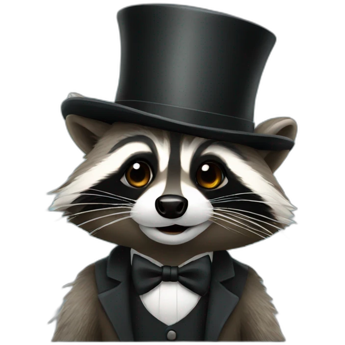 Raccoon with a top hat emoji