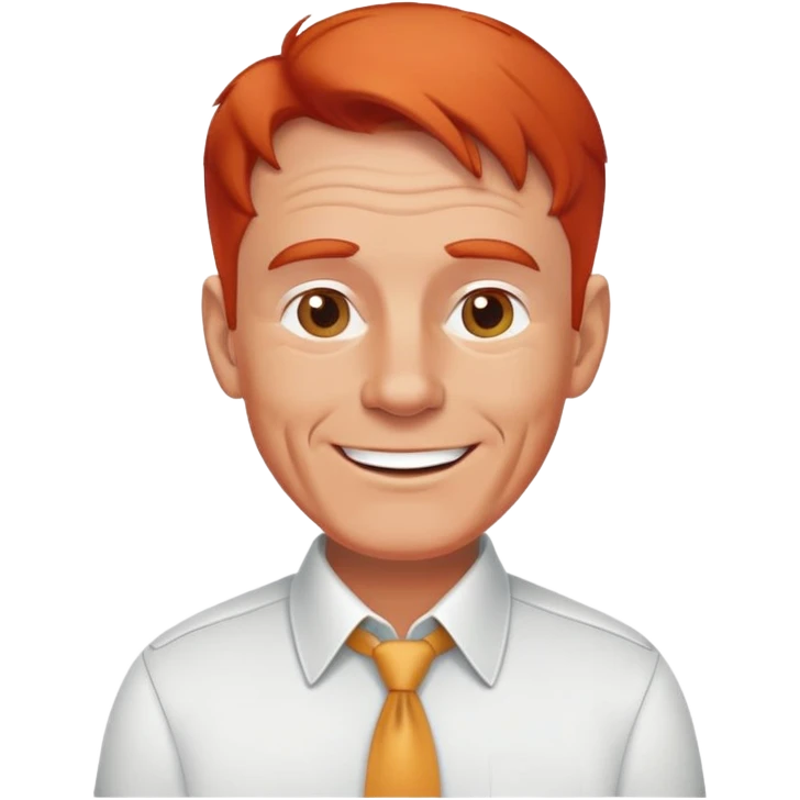 cheerful senior white male, athletic build, receding red hair, professional and friendly, in a collared shirt emoji