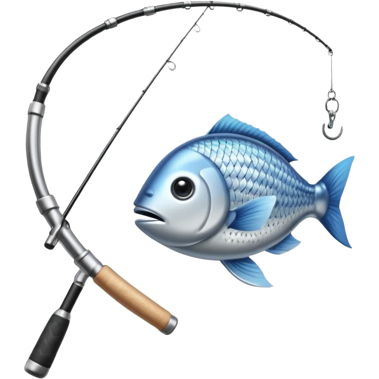 curve fishing rod with fish emoji