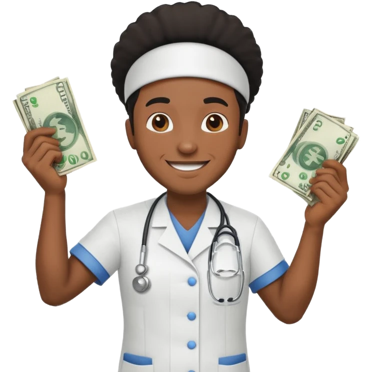 Black man nurse chasing money emoji