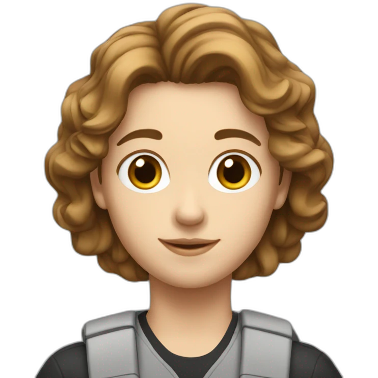 a white student with brown hair with hairstyle French crop emoji