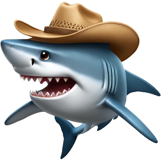 Shark wearing cowboy hat emoji