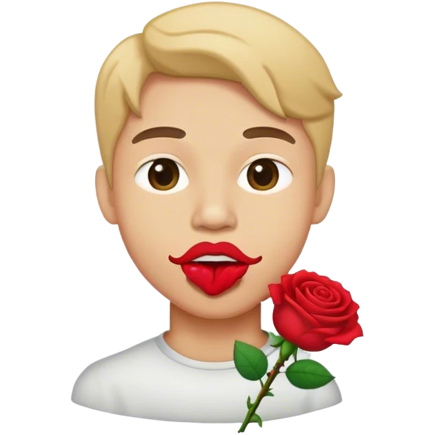😉put a rose in the emojis mouth emoji