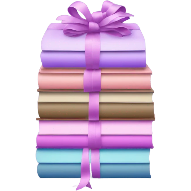 light purple Books stacked up and tied together by a pink bow emoji