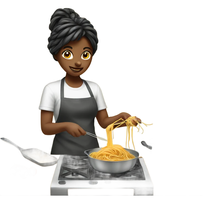 Girl cooking spaghetti emoji
