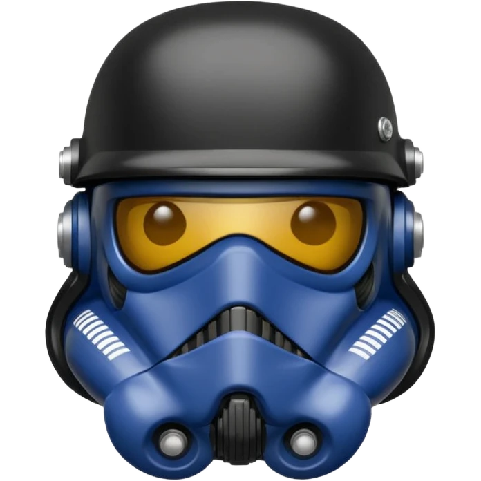 a blueberry wearing a black star wars death trooper helmet emoji
