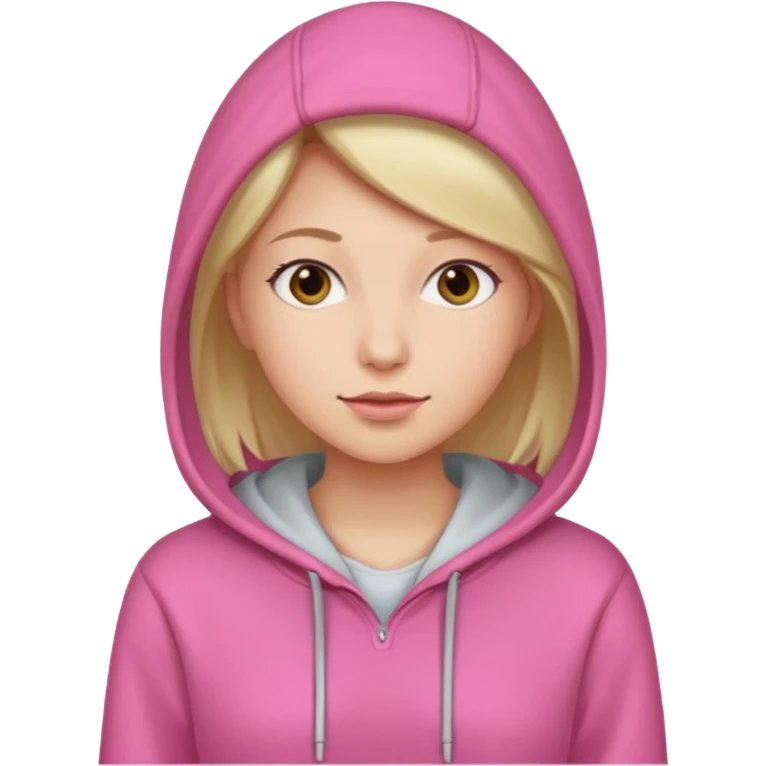 woman wear pink hoodie emoji