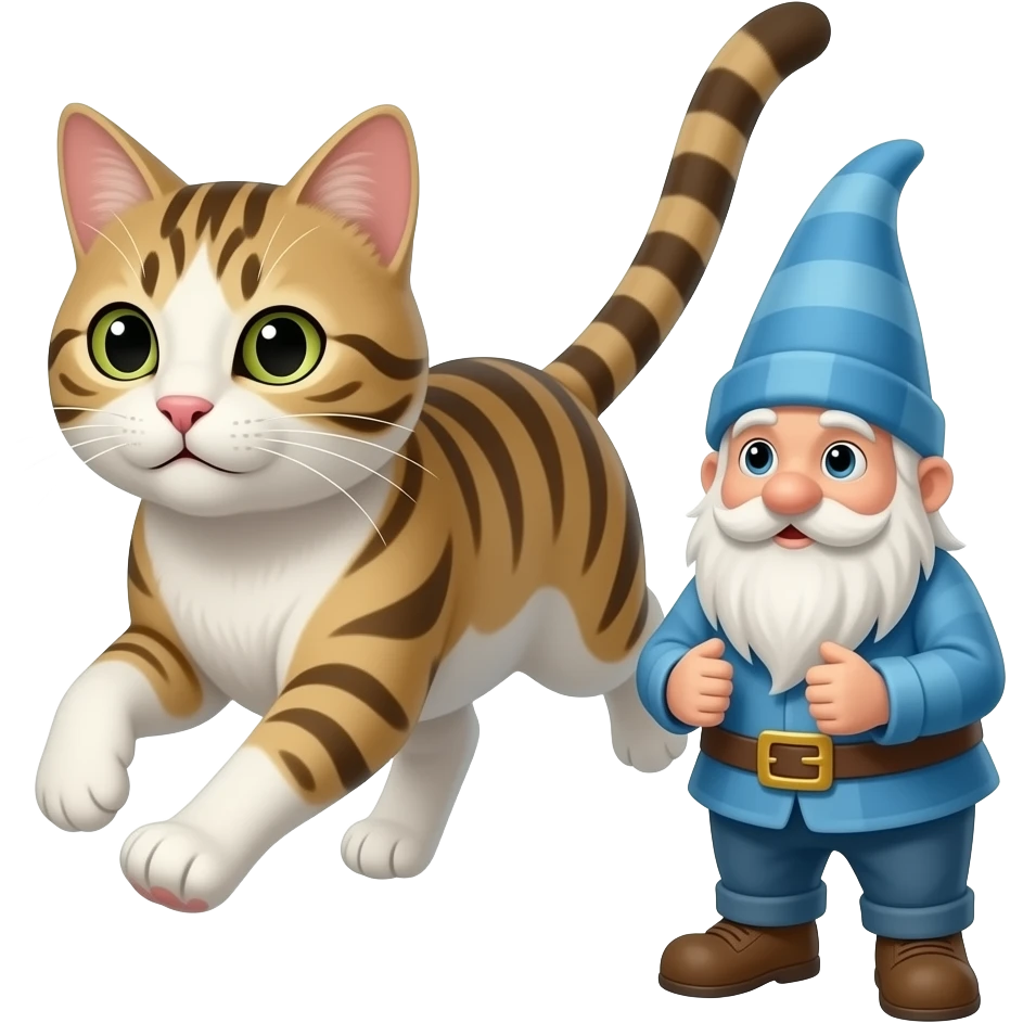 cat chasing gnome emoji