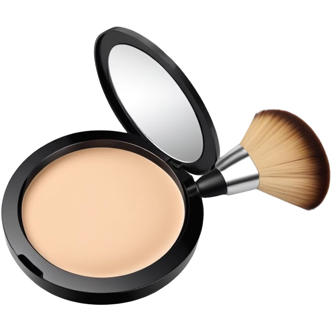 makeup face powder with compact and brush emoji