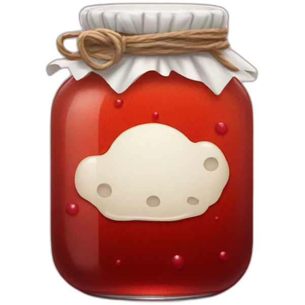 jar with red sirup leak with legs emoji