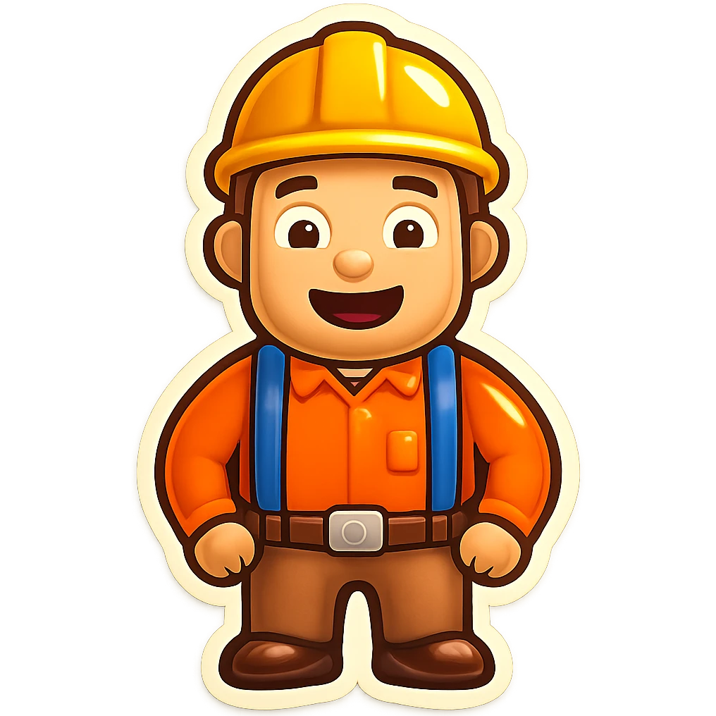 Add a shirt and trousers to the average build man emoji, keep the style and happy expression, no background. emoji