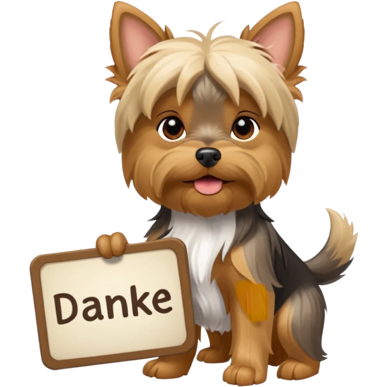 now make a yorkshire holding a sign danke emoji