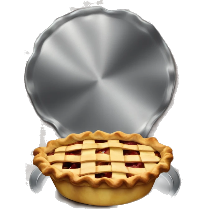 Apple pie on steel with a clawed tablecloth emoji