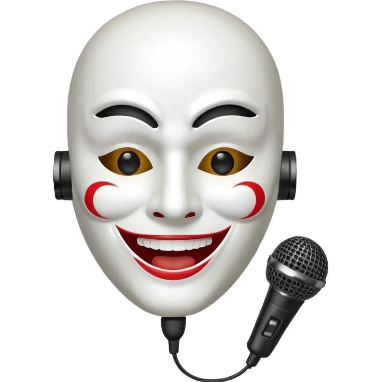 smiling mask with a microphone emoji