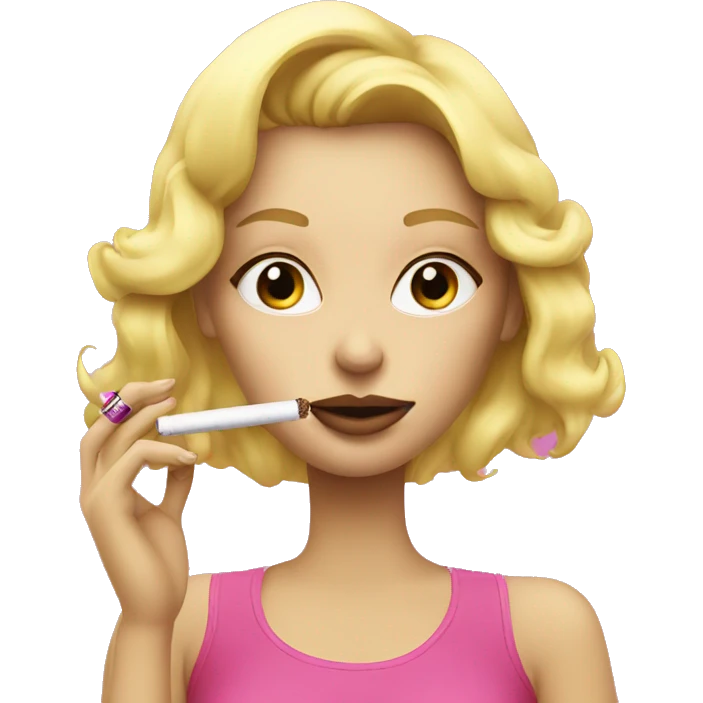 blonde girl smoking vape pink emoji