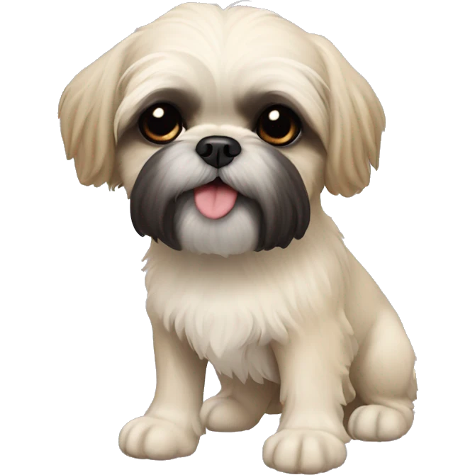 black Shih-Tzu cream chest and feet and eyebrows. He is a puppy  emoji