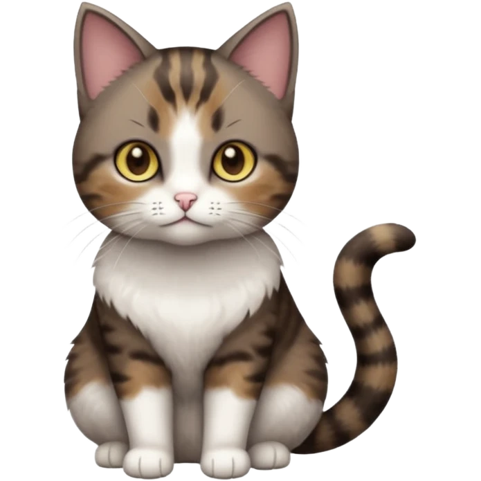 full body small short hair dark brown and white cat with hazel eyes emoji
