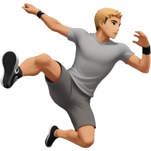 A person performing a parkour move, leaping between buildings or scaling a wall with agility and precision. The scene captures dynamic motion, showcasing strength, flexibility, and the thrill of urban acrobatics against an urban cityscape backdrop. emoji