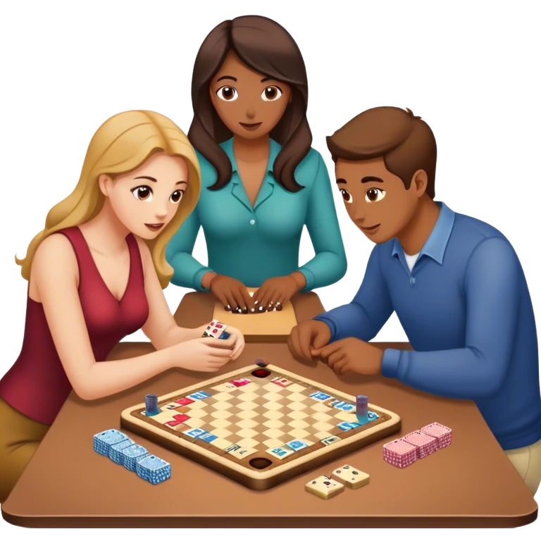 4 people playing board games  2women and 2 men no hats emoji