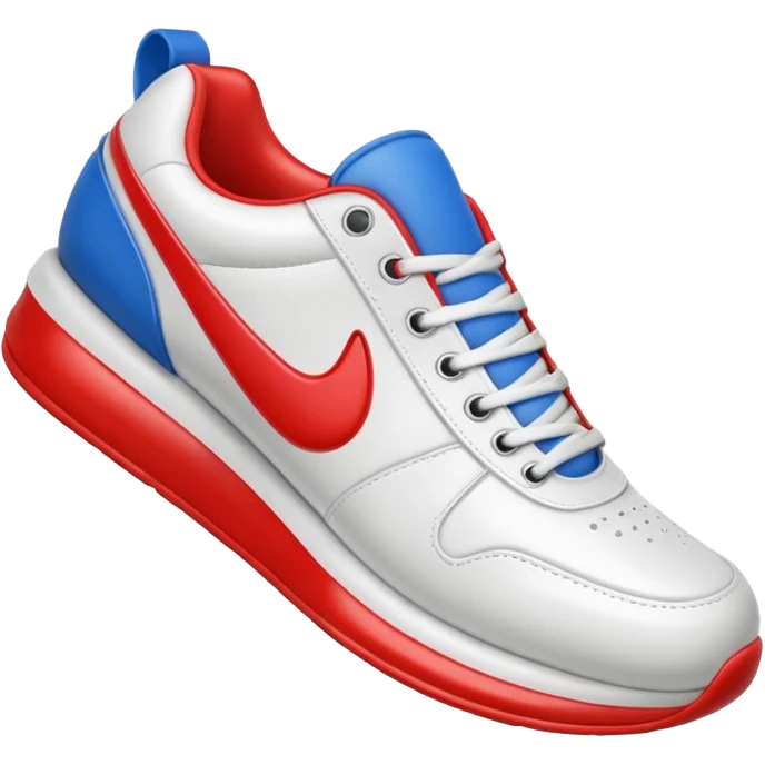 3D Apple-style emoji of a sneaker pressing down on the ground, showing the sole clearly. Rounded, glossy, smooth, soft shadows, white background. emoji