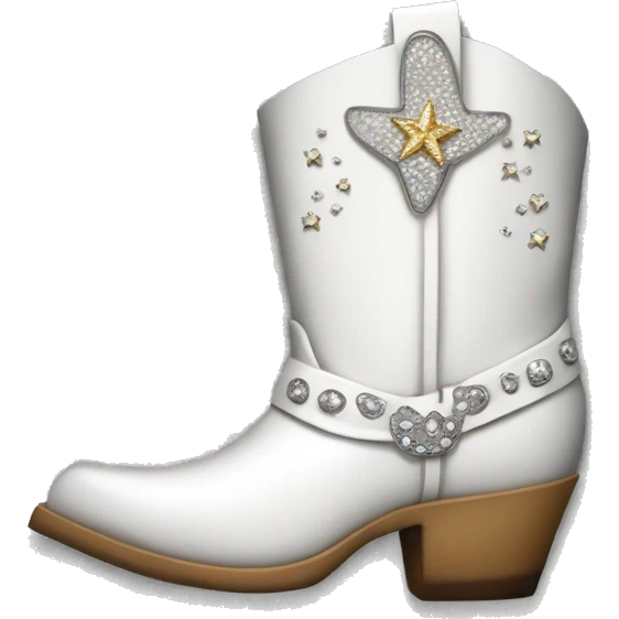 White Cowgirl boot with diamonds  emoji