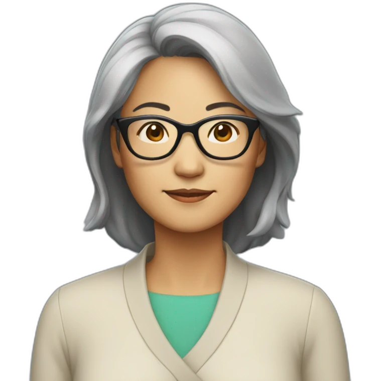 middle aged Asian woman with glasses emoji