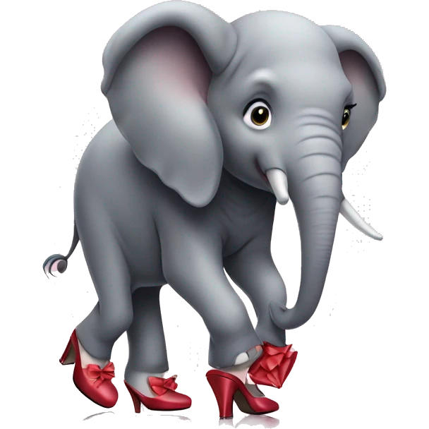 an elephant with high heels in a dress wearing very high heels emoji