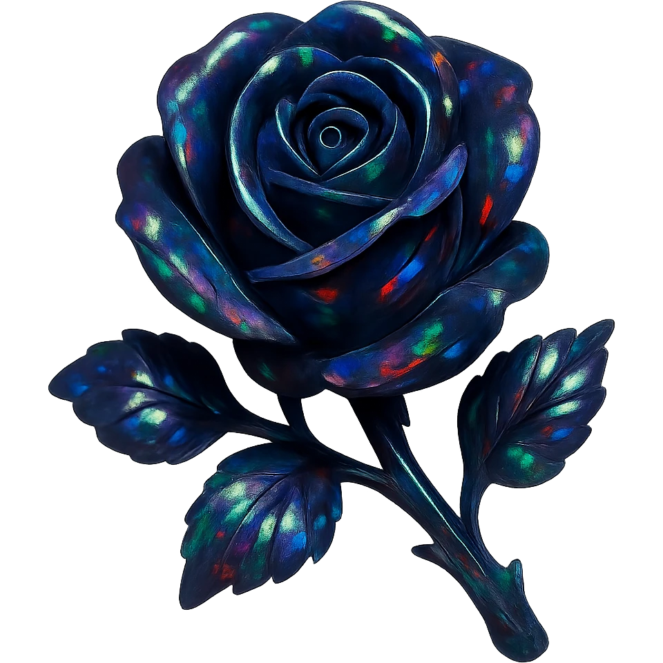 black Opal crystal rose flower, remove background emoji