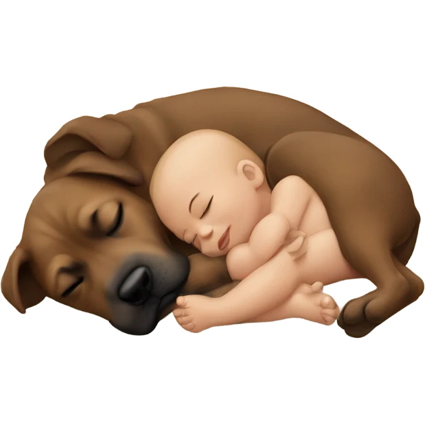 A baby sleeping by a dog  emoji