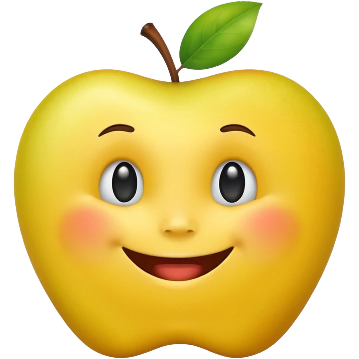 create an apple like yellow emoji that looks teally relaxed and smiles more on one site than another emoji