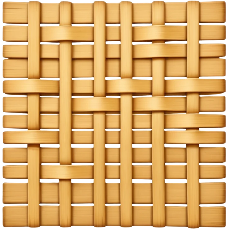 A 3D cartoon flat woven mat made of straw or bamboo strips, top-down view, soft shadow. emoji