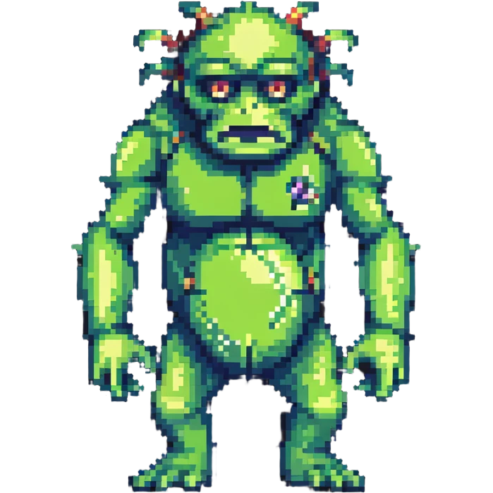Hulk transformation sequence, scientist becoming green monster, retro game style emoji