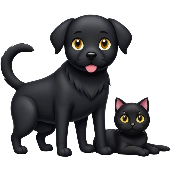 Black dog with black cat emoji