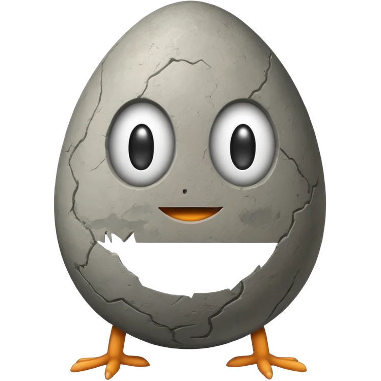 a stone egg, has two leg and arms emoji