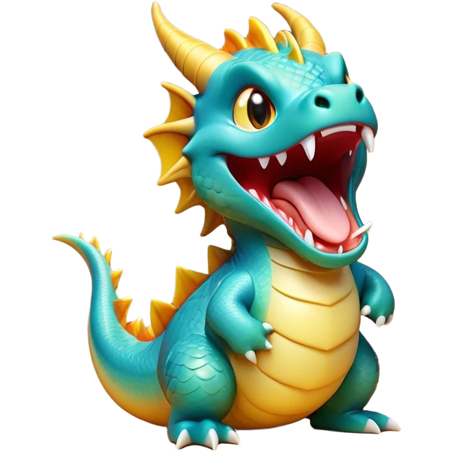 Cinematic Cute Yawning Dragon Portrait Emoji, Head tilted slightly with a dramatic, wide-open yawn, showcasing a soft, lustrous scaled body with gently drooping fins and half-closed, drowsy eyes, each scale rendered in exquisite detail under natural light; high shine, relaxed yet expressive, styled with a dash of fantastical charm, soft glowing outline, capturing the essence of a sleepy yet affectionate dragon that appears ready to stretch out and rest in its enchanted lair! emoji