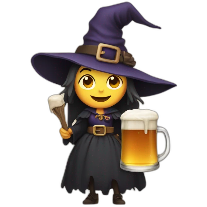 Witch with beer emoji