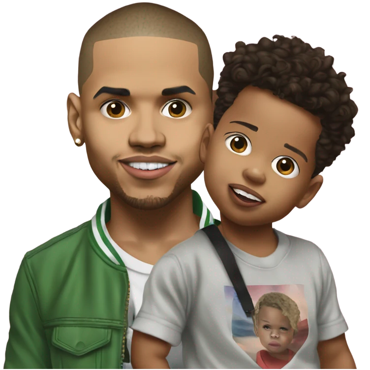 Hyper Realistic Chris Brown with son aeko  emoji