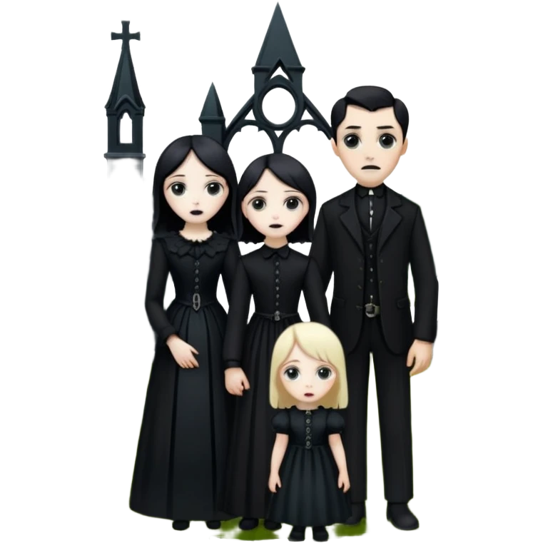 Adams Family style horror overgrown Haunting graveyard field Victorian mansion  emoji