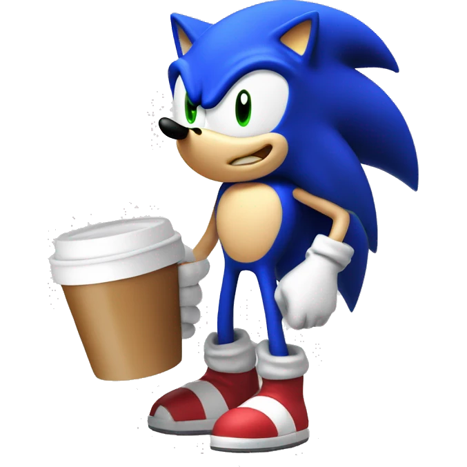 Sonic mit einem Kaffee in der hand emoji