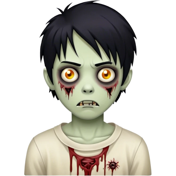 boy zombie with black hair emo emoji