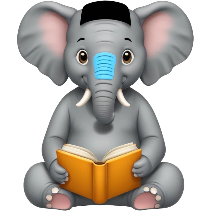 sitting An elephant with a book emoji
